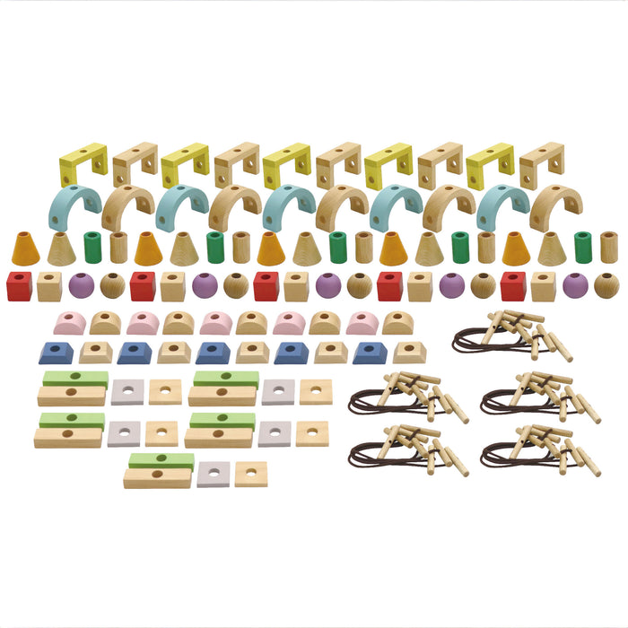 ひも通しのその先の遊びが楽しめる！ひも通しブロック スウィンギーボリュームセット