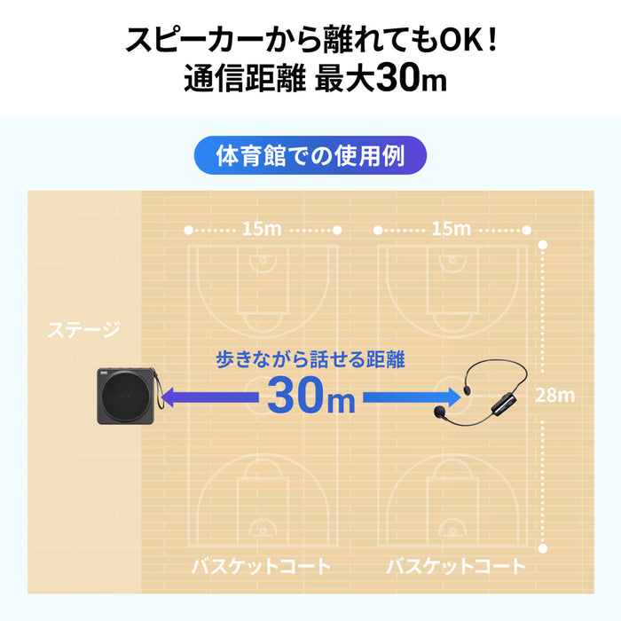 両手が空いて便利！ワイヤレスポータブル拡声器スピーカー